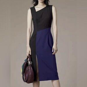 DIANE VON FURSTENBERG Tailored Colorblock Midi Sheath Dress size 2 NWOT